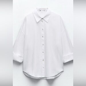 Zara OVERSIZED TABBED SLEEVE SHIRT